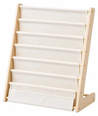 Image de Étagère pour livres pour enfants - Rangement à livres sur pied, 7 niveaux - Compartiments inclinés pour livres - Étagère de rangement en bois - Blanche