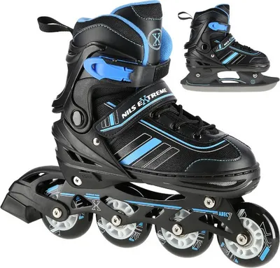 Produktbild von Nh18191 2In1 Schwarz-Blau Gr. S(29-33) Rollschuhe Mit Hockey-Hülle Nils Extreme
