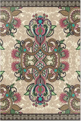Produktbild von Klassisches orientalisches Blumenmuster – Vinylteppich – 150x225 cm – Indoor Teppich – Flur – Pflegeleicht – Modern