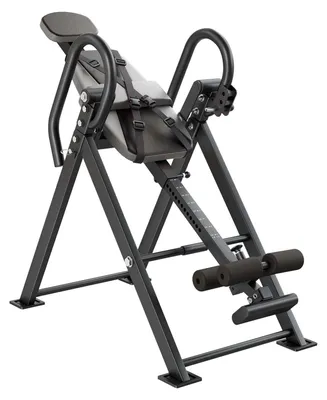 Obrázok produktu pre Inverzný stôl SucceBuy pre veľkú záťaž do 136 kg, fitness zariadenie s dvojitým aretovaním koliesok na odľahčenie chrbta a krku, 3-polohové opierky rúk a nastaviteľná opierka nôh, čierna