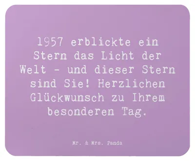 Produktbild von Mr. & Mrs. Panda Mouse Pad Spruch 1957 Geburtstag Stern - Lavendeltraum - Geschenk, pc mauspad, Alter, Geburtstagsgeschenk, Erinnerungen, Mousepad, Happy Birthday, laptop