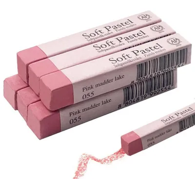 Productafbeelding van Zachte pastelkrijtset, 6 stuks, niet giftig, vierkant, roze, wit, zwart
