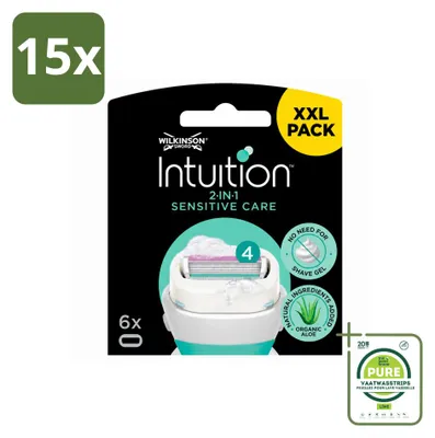 Imagen del producto de 15 hojas de repuesto para afeitadoras Wilkinson Intuition Sensitive Care, ideales para pieles sensibles - Paquete grande - 15 unidades