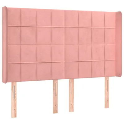 Image de vidaXL Tête de lit avec oreilles rose 147x16x118/128 cm velours