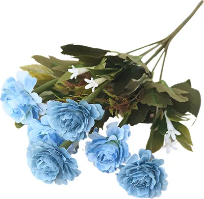Produktbild von 1 Zweig Kunstseidenblume flexibel schön wetterfest elegant lebendig künstliche Pfingstrose Partygeschenke-Blau