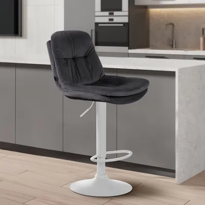 Produktbild von Barhocker HLO-CP325 Samt weiß dunkelgrau
