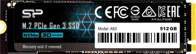 Produktbild von Silicon Power 512Gb Pcie M.2 Nvme A60 Gen3X4 2200/1600Mb/S Tbw300 Ssd Laufwerk