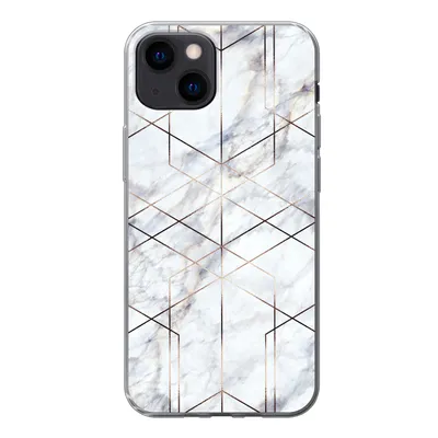 Produktbild von MuchoWow® Handyhülle Schutzhülle Hülle für iPhone 13 mini Marmor - Gold - Weiß Silikon Softcase Handy Hülle - Softcase
