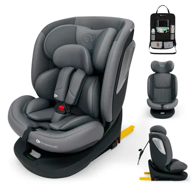 Produktbild von Kinderkraft I-GROW 2 PLUS, Kindersitz 0-36 kg, i-Size 40-150 cm, 360° drehbar, ISOFIX, FWF/RWF, Grau, mit Auto-Organizer