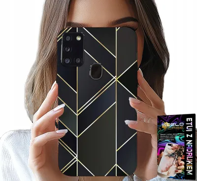 Produktbild von Etui Für Samsung Galaxy A21S - Goldener Rahmen, Elegantes Design + Glas