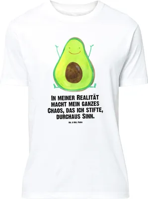 Produktbild von Mr. & Mrs. Panda Größe M T-Shirt Avocado Glücklich - Weiß - Geschenk, mit Spruch, Tshirt, Chaos, Herren, Freude, Shirt, Chaotisch