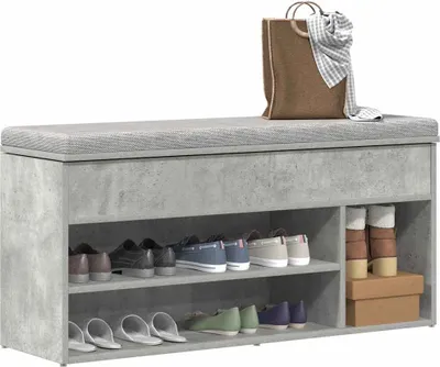 Produktbild von Möbel Schuhbank Betongrau 102x30,5x45 cm Holzwerkstoff - Schuhregale &21427