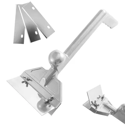 Produktbild von Grillspachtel BBQ Wender, Grillreiniger Schaber mit 3 Edelstahlklingen & ergonomischem Aluminiumgriff, Grillzubehör für Grillplatte, Teppanyaki & BBQ Reinigung