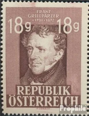 Produktbild von Briefmarken Österreich 1947 Mi 802VI (kompl.Ausg.) längliche Retusche des Nebels (Feld 34) postfrisch Grillparzer