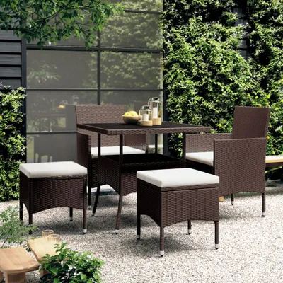 Produktbild von Design 5-tlg. Garten-Essgruppe Poly Rattan Braun, Gartenmöbel-Sets 2024 Neu