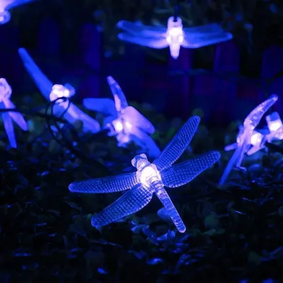 Solar-Lichterkette 6 m, 30 LED, wasserdicht, 8 Modi, blau