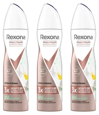 Produktbild von 3 x Rexona Maximum Protection Extra Strong Lime & Waterlily Scent Anti Transpirant Deo je 150ml