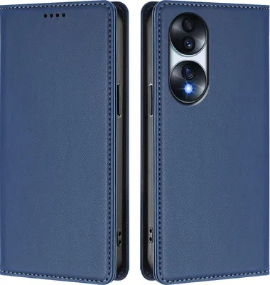 Obrázek produktu pro Kožené pouzdro pro Honor 70, magnetické flipové pouzdro zPolyuretankůže se stojánkem Tmavě modrá