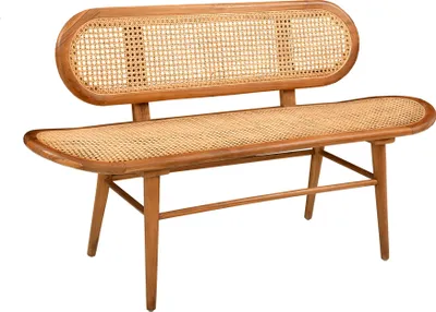 Produktbild von SIT Möbel Bank groß | Sitz- und Rückenfläche Rattan | Rahmen-Gestell Teak-Holz naturfarben | B 141 x T 50 x H 81 cm | 05359-01 | Serie RATTAN