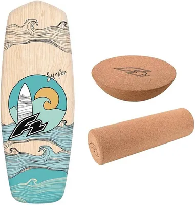 Imagen del producto de Conjunto de tabla de equilibrio F2 con rodillo de corcho Y media esfera, modelo seleccionable, fabricada en madera, ideal para principiantes y profesionales. Para entrenamiento de equilibrio, fitness y mejora del equilibrio, apta para kitesurf, windsurf, wingfoil y otros deportes acuáticos