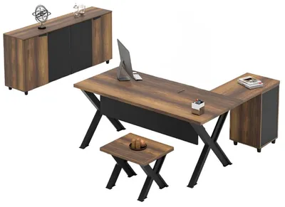 Produktbild von Büroeinrichtung Arbeitszimmer Tisch Sideboard Couchtisch Braun Schwarz