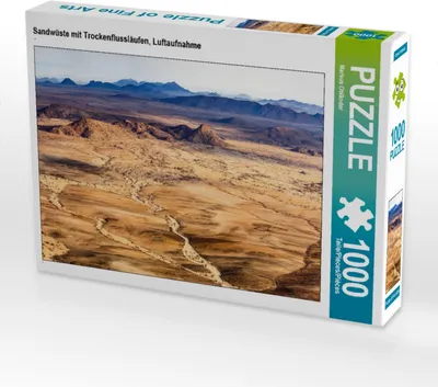 Produktbild von CALVENDO Puzzle Sandwüste mit Trockenflussläufen, Luftaufnahme | 1000 Teile Lege-Größe 64x48cm Foto-Puzzle für glückliche Stunden