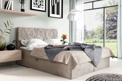 Produktbild von Doppelbett KVETA – 160x200, beige + GRATIS Topper