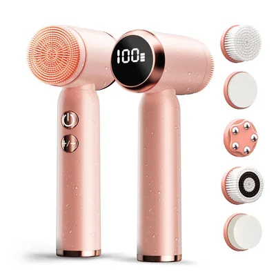 Produktbild von Gesichtsreinigungsbürste mit LED-Display, elektrische Gesichtsbürste mit 3 Geschwindigkeiten, wasserdicht, Tiefenreinigung, Massage, sanftes Peeling