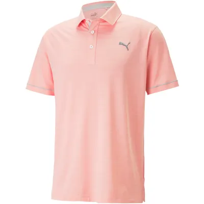 Immagine prodotto di PUMA Cloudspun Haystack, polo da uomo, colore rosa "flamingo heather", modello a collo alto, taglia XS