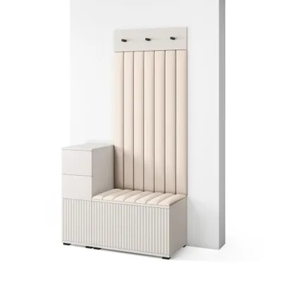 Produktbild von Garderoben-Set Ritmo version 9 mit Schuhregal und Polsterplatten, Ideal für Flur und Eingangsbereich (Cashmere, Trinity 01)