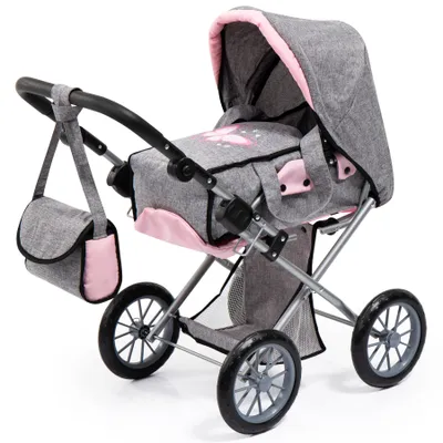 Produktbild von Bayer Design 13633AA Puppenwagen City Star mit Tasche, wandelbar als Jogger, verstellbarer Griff, herausnehmbare Tasche, grau