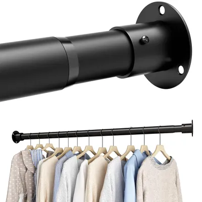 Immagine prodotto di Asta appendiabiti da 85 a 270 cm, da montare a parete, diametro 32 mm, colore nero, per armadio