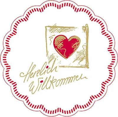 Produktbild von Deckchen Herzlich willkommen, Tissue 9-lagig, 90 mm, 250 Stück - Mank