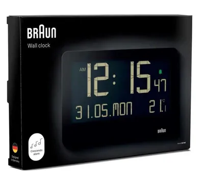 Obrázek produktu pro Braun BC14, Zeď, Hodiny, Obdélník, Černá, LCD, Baterie