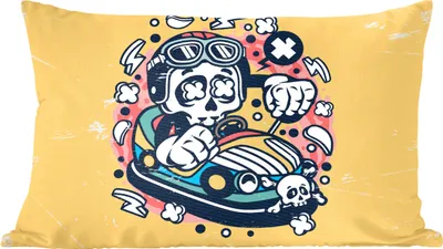 Produktbild von MuchoWow® Zierkissen Sofakissen Wohnzimmer Dekokissen 60x40 cm Oldtimer - Skelett - Auto - Kopfkissen - Polster mit Foto