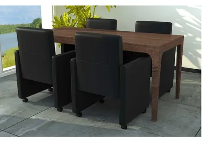Image de vidaXL Chaise de salle à manger 4 pcs. noir similicuir