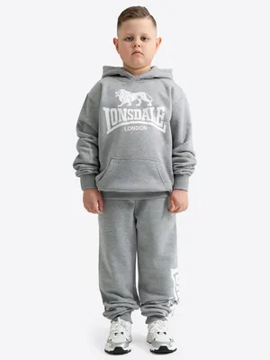 Produktbild von Kinder Trainingsanzug mit Kapuze normale Passform BUNREE JUNIOR Marl Grey/White 146/152 Lonsdale