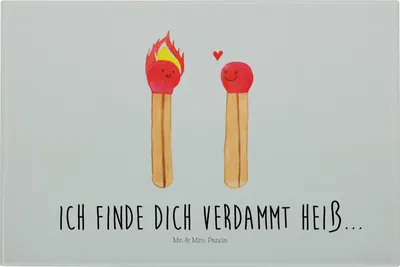 Produktbild von Mr. & Mrs. Panda Schneidebrett Glas Streichhölzer - Grau Pastell - Geschenk, Aus, Glasschneidebrett, Freundin, Liebesbeweis, Schneideplatte, Liebesgeschenk, Schneidplatte