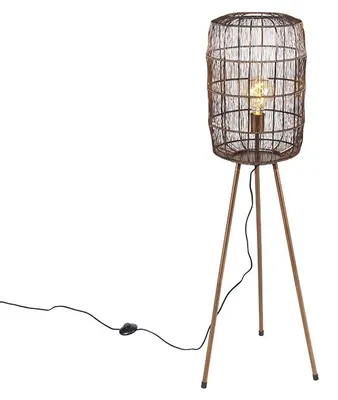 Produktbild von Qazqa Modern Tripod Lampe, Tripod Leuchte - Redo - Kupfer, max. 40W, Geeignet für LED, 117cm, Ideal als Küche lampe, Schlafzimmerlampe und Wohnzimmerlampe