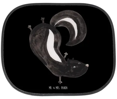 Produktbild von Mr. & Mrs. Panda Sonnenschutz Auto Stinktier Handstand - Schwarz - Geschenk, autofenster, Hitzeschutz, Sonnenblende, Raubtier, Wildtier, Stinker, Skunk, Spielplatz
