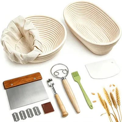Produktbild von Gärkörbchen Für Sauerteig Starter Set 25cm & 23cm Gärkorb Brot Brot Backen DHL