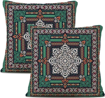 Obrázok produktu pre 2-balenie obliečok na vankúše Plyšové vlákno 45 cm X 45 cm, Dekoračný poťah na vankúš, Mandala, Bohémsky, Boho dekor, Hippie, Retro etno vankúš na gauč, spálňu, obývaciu izbu, farmu