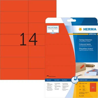 Produktbild von Etiketten rot 105x42,3mm Special A4 VE=32x280 Stück