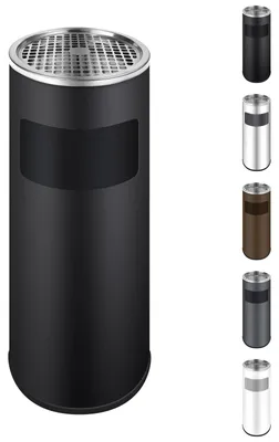 Produktbild von WELLGRO 2 in 1 Standaschenbecher Edelstahl für draußen – Wetterfester Standascher mit Mülleimer & Abfalleimer, großer Aschenbecher für Außenbereich, Terrasse, Eingang & Gewerbe