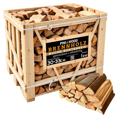 Produktbild von PINI Brennholz ofenfertig Buche ca. 30-33 cm 1 Raummeter Box für Kamin Grill