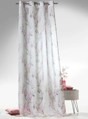 Produktbild von heimtexland ® Ösenschal Vorhang Kirschblüte Leinen Natur Transparent HxB 245x140 cm Deko Gardine  Typ707