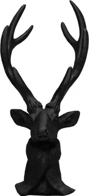 Produktbild von Hirschbüste HUBERTUS schwarz Hirschkopf mit Schal H29cm Deko Weihnachten