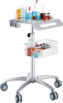 Image de Chariot mobile, chariot médical réglable en hauteur avec panier