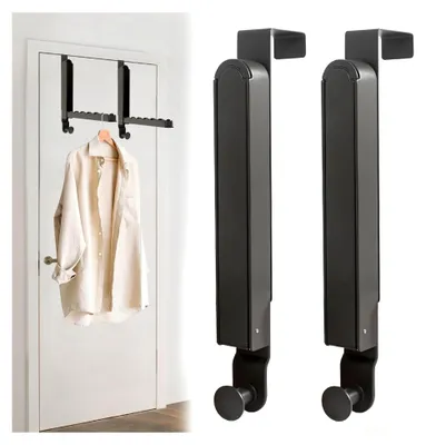 Produktbild von Klappbare Türgarderobe im 2er-Set mit Haken für 6 Kleiderbügel und ausziehbaren Verlängerungen