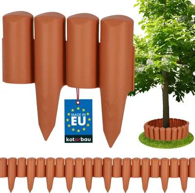 Produktbild von KOTARBAU® Rasenkante Gartendeko Gartenzaun 2,5 m Stabile & Flexible Beeteinfassung Palisadenzaun Kunststoffzaun Terrakotta